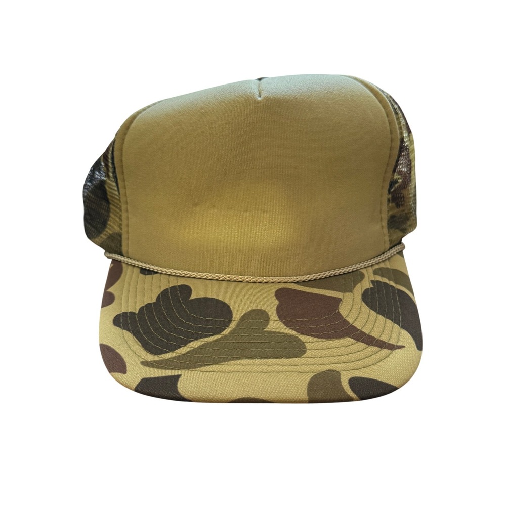 Otto Collection Duck Camo Trucker Hat Tan Foam Mesh Back Rope Snapback Cap